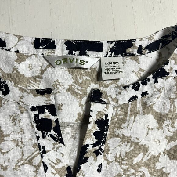 Orvis Womens Size Large 100% Linen V-Neck 3/4 Tunic Top - Picture 2 of 3